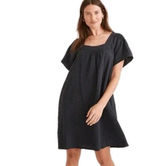 Old Navy Dresses & Skirts - Old Navy Puff-Sleeve Dobby Mini Swing DressBlack Plus Size 2X Peasant Casual